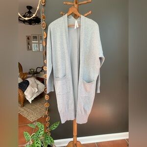 Stoosh Light Gray Open-Front Pocket Cardigan
